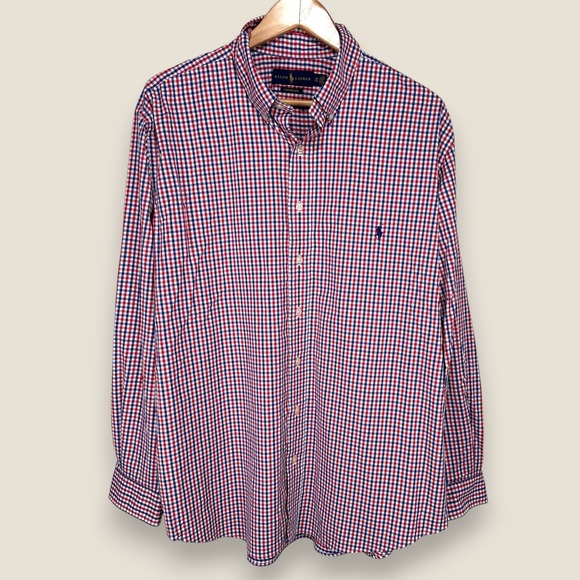 Ralph Lauren Performance Button Down Shirt Men 1XB Big Red Blue White Check - Picture 1 of 11